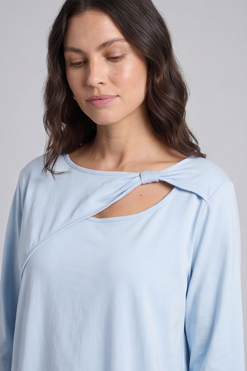 Gemma Knot Detail Cotton Top Light Blue - Image 3