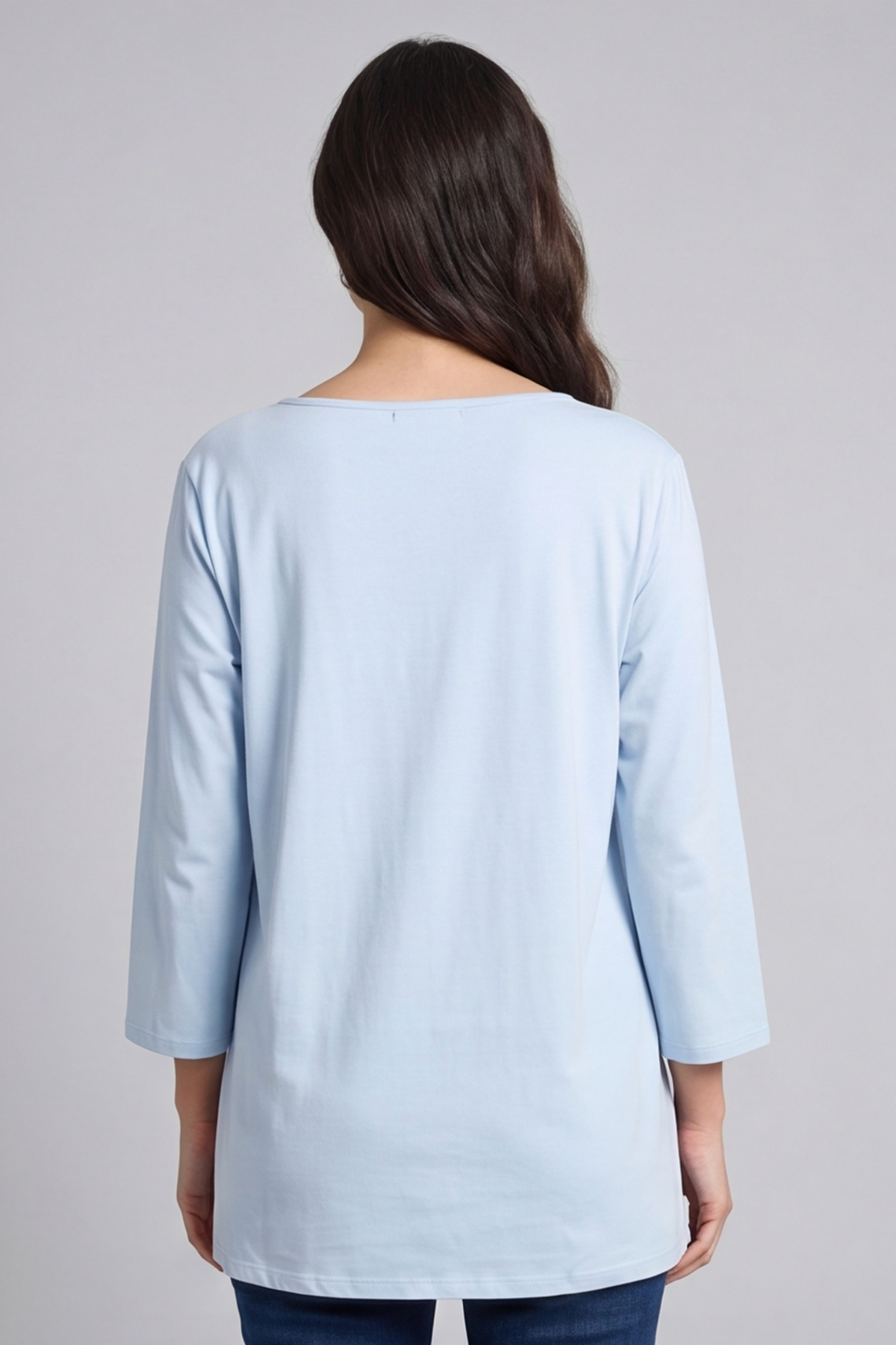 Gemma Knot Detail Cotton Top Light Blue