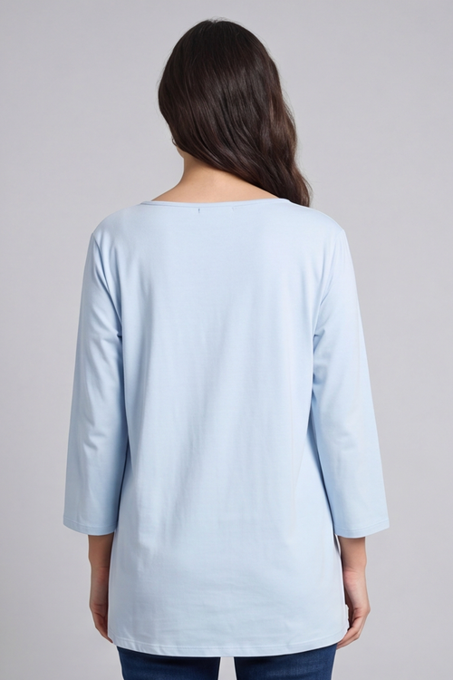 Gemma Knot Detail Cotton Top Light Blue - Image 4