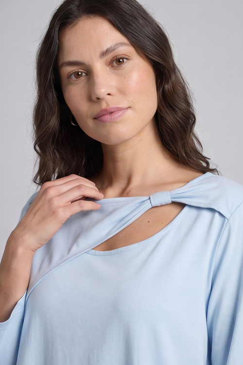 Gemma Knot Detail Cotton Top Light Blue - Image 5