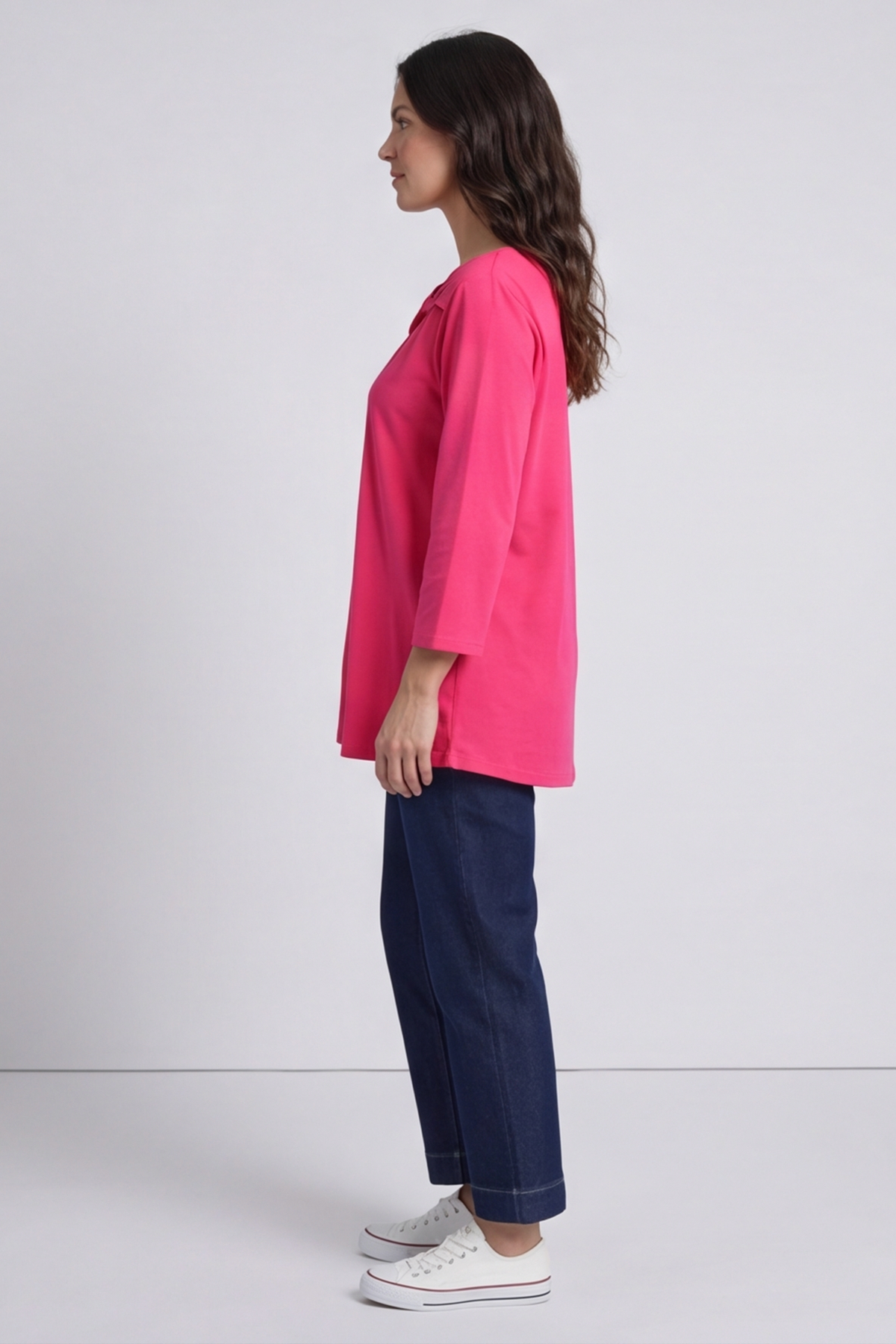 Gemma Knot Detail Cotton Top Fuchsia