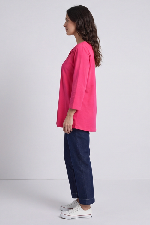 Gemma Knot Detail Cotton Top Fuchsia - Image 4