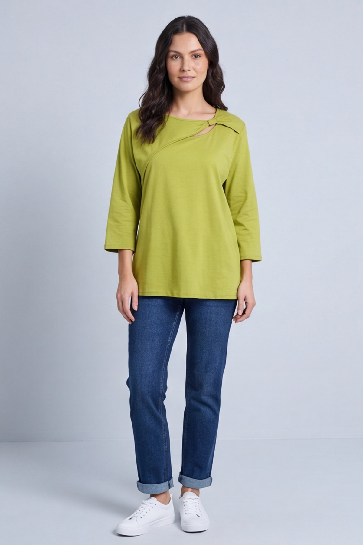 Gemma Knot Detail Cotton Top Olive