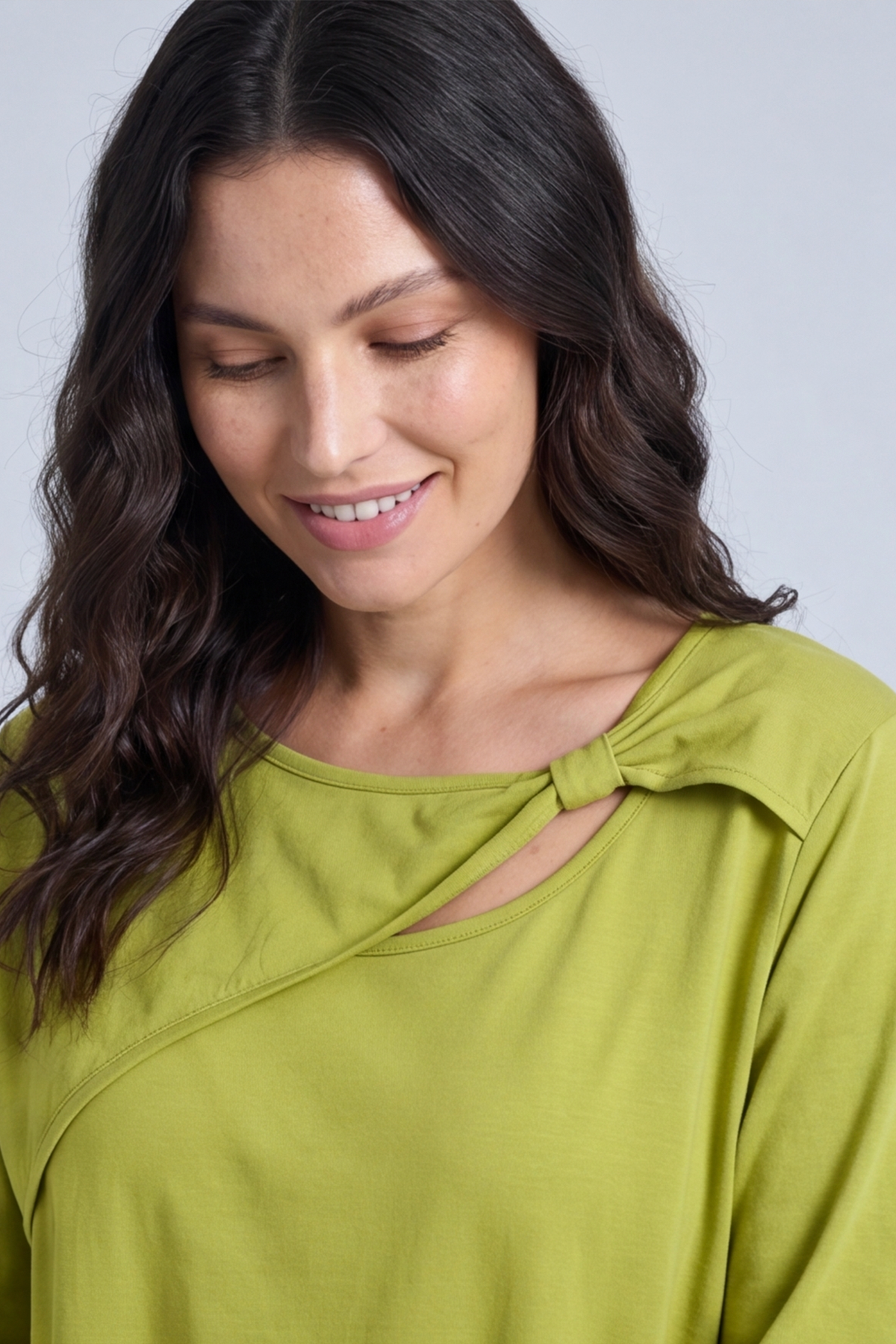 Gemma Knot Detail Cotton Top Olive