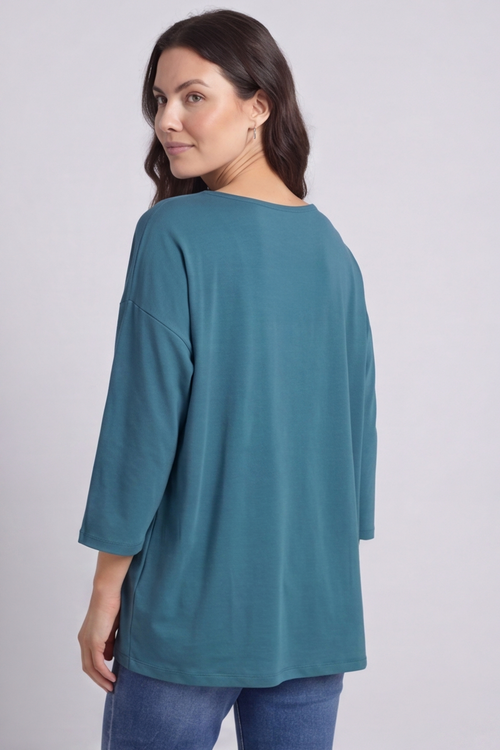 Gemma Knot Detail Cotton Top Teal - Image 5