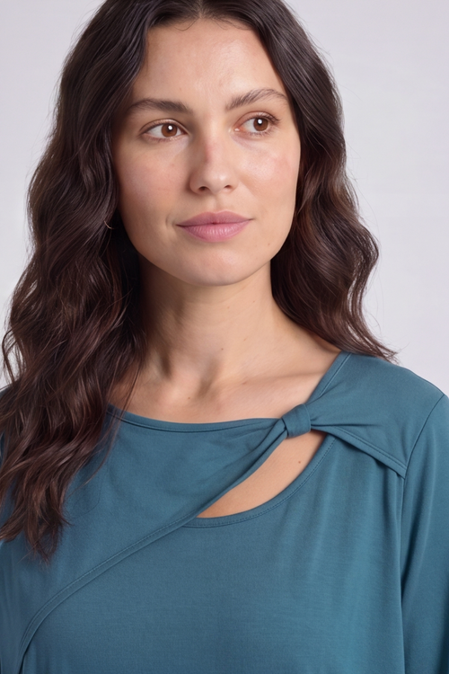 Gemma Knot Detail Cotton Top Teal - Image 6