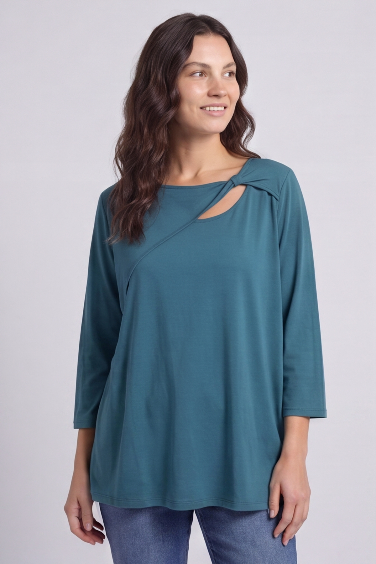 Gemma Knot Detail Cotton Top Teal