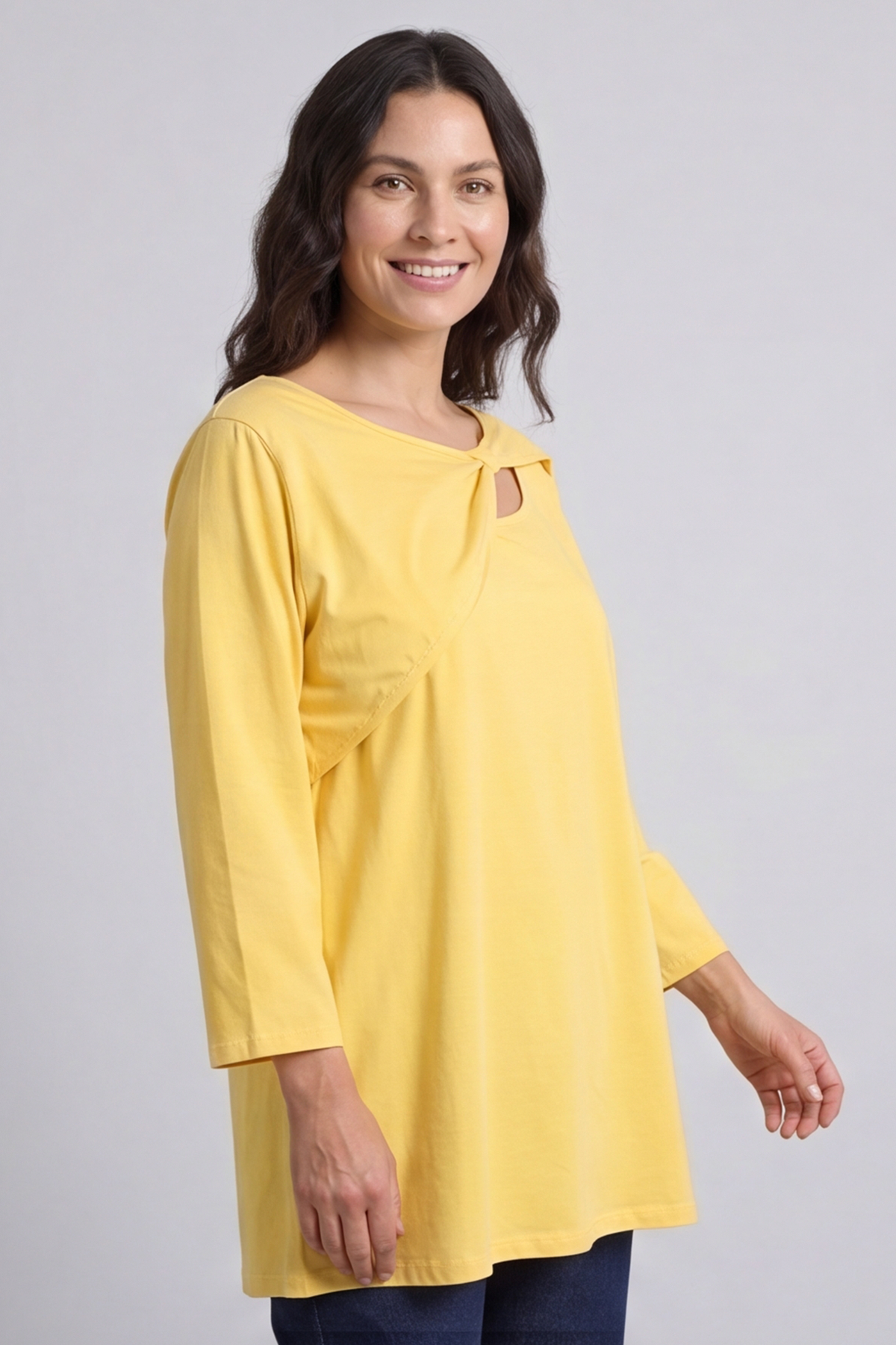 Gemma Knot Detail Cotton Top Yellow