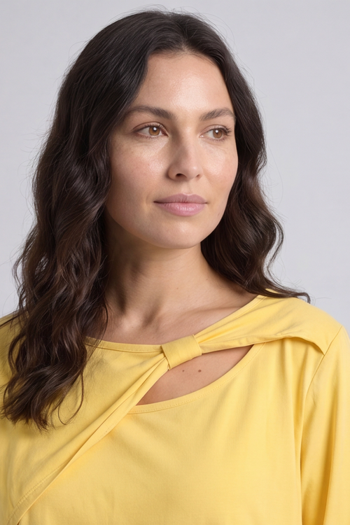Gemma Knot Detail Cotton Top Yellow - Image 2