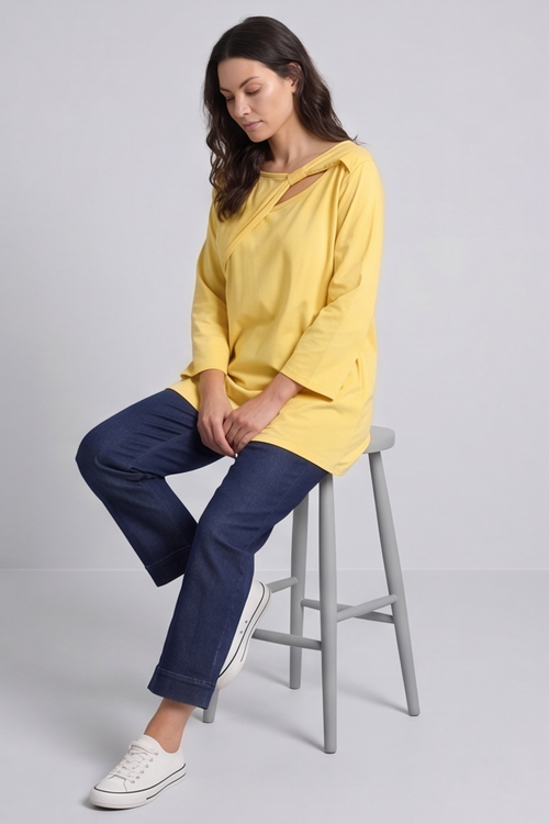 Gemma Knot Detail Cotton Top Yellow - Image 4