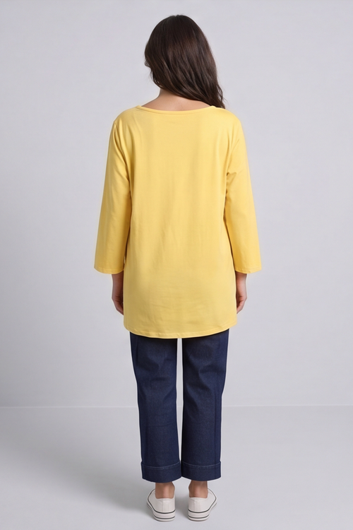 Gemma Knot Detail Cotton Top Yellow - Image 5