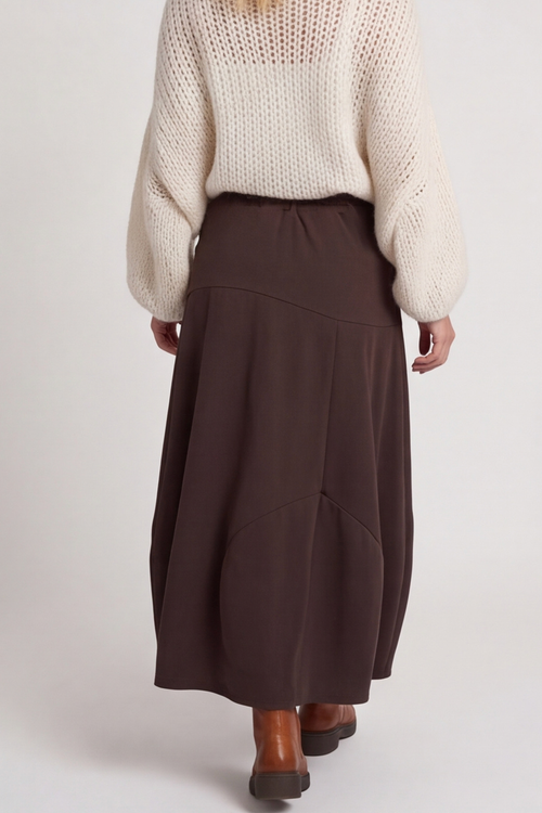 Georgetta Belted Cotton Skirt Cocoa - Image 5