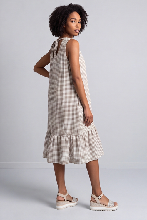 Imani Sleeveless Gingham Cocoa Dress - Image 5