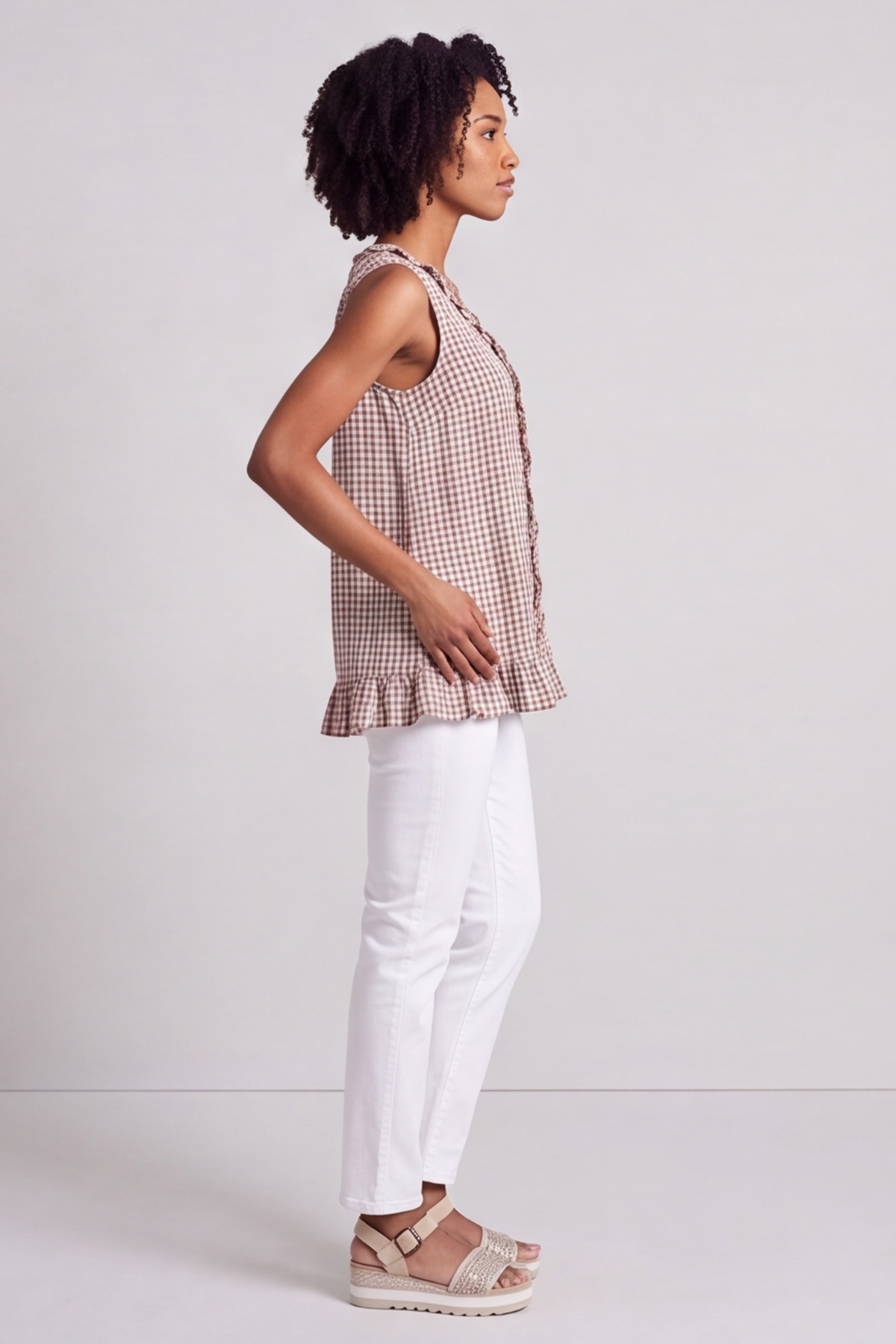 Astrid Gingham Vest Top Cocoa