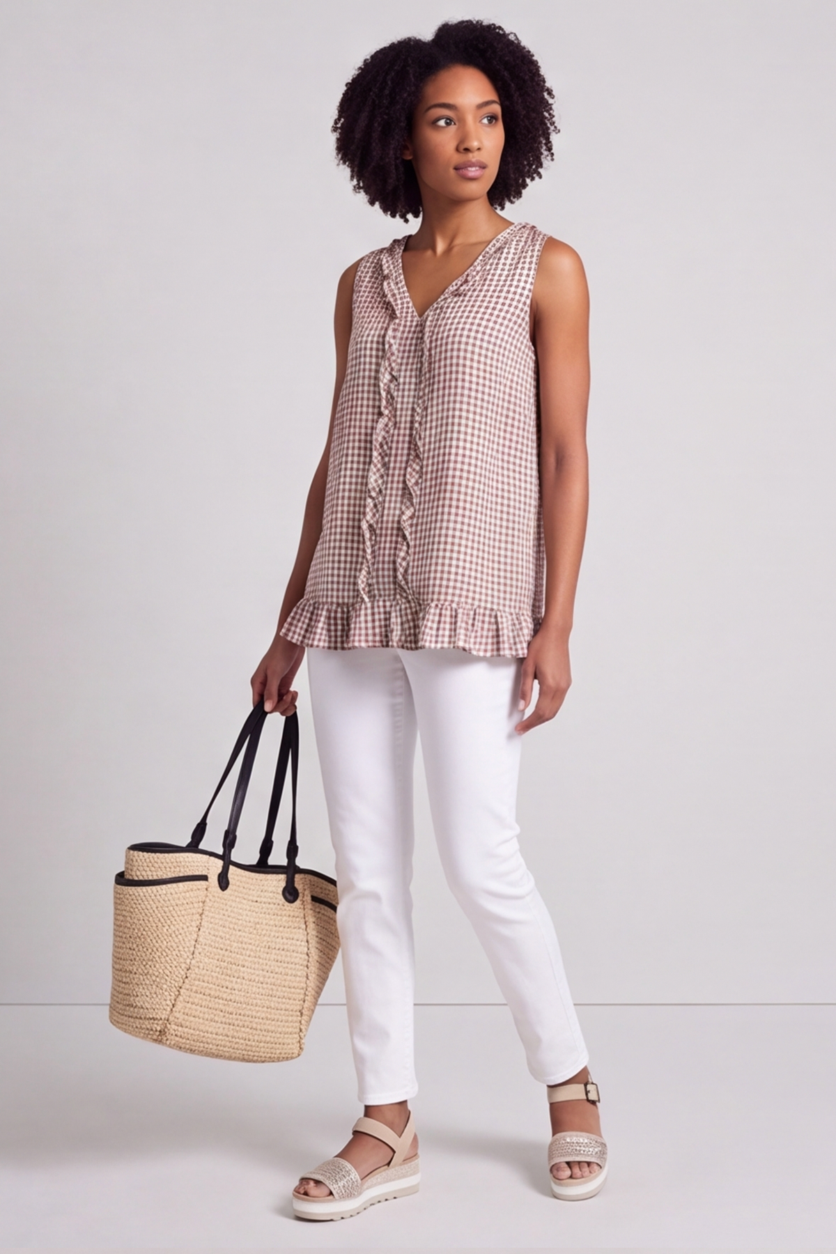 Astrid Gingham Vest Top Cocoa