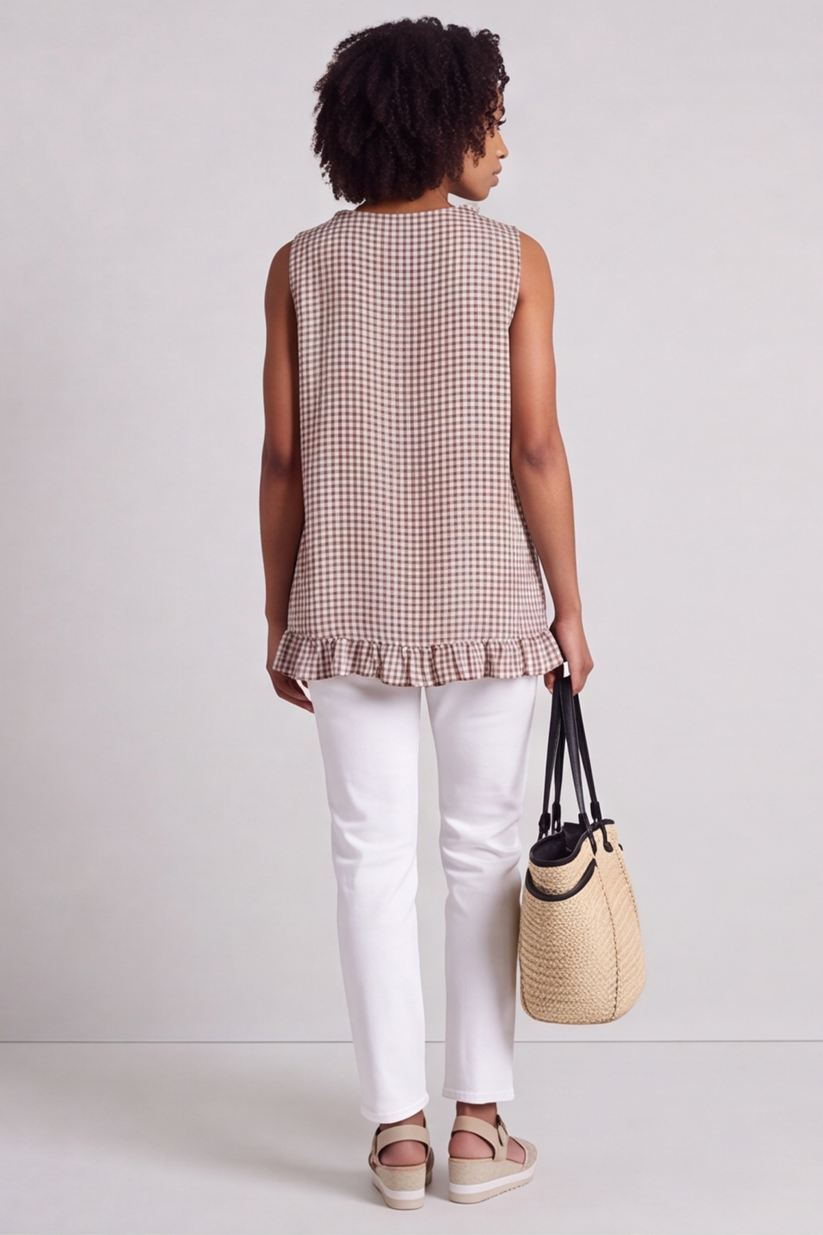 Astrid Gingham Vest Top Cocoa