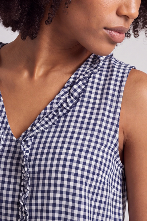 Astrid Gingham Vest Top Navy - Image 3