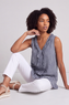 Astrid Gingham Vest Top Navy