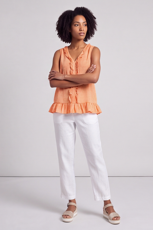 Astrid Gingham Vest Top Orange - Image 5