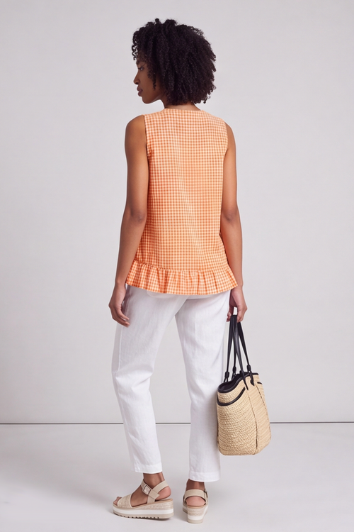 Astrid Gingham Vest Top Orange - Image 3