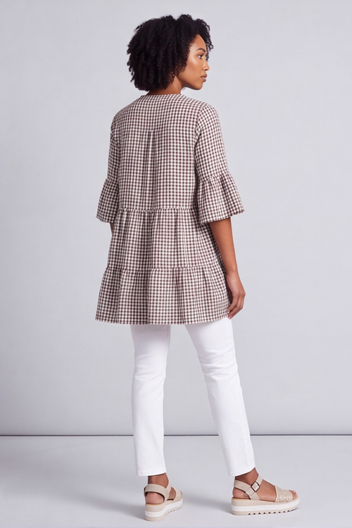 Aurelia Gingham Cotton Top Cocoa - Image 5