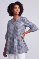Aurelia Gingham Cotton Top Navy Navy - Aurelia Gingham Cotton Top Navy