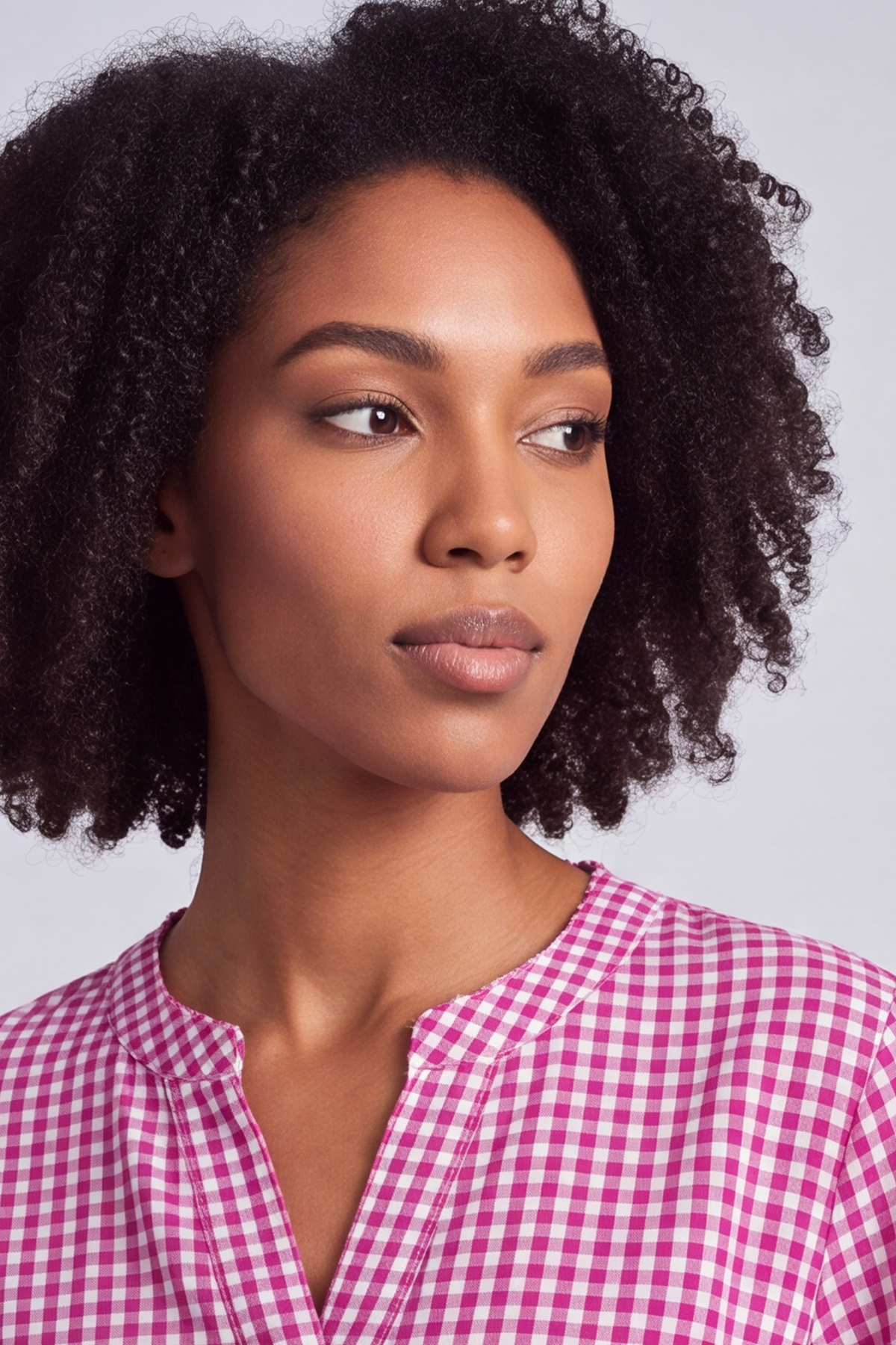 Aurelia Gingham Cotton Top Fuchsia