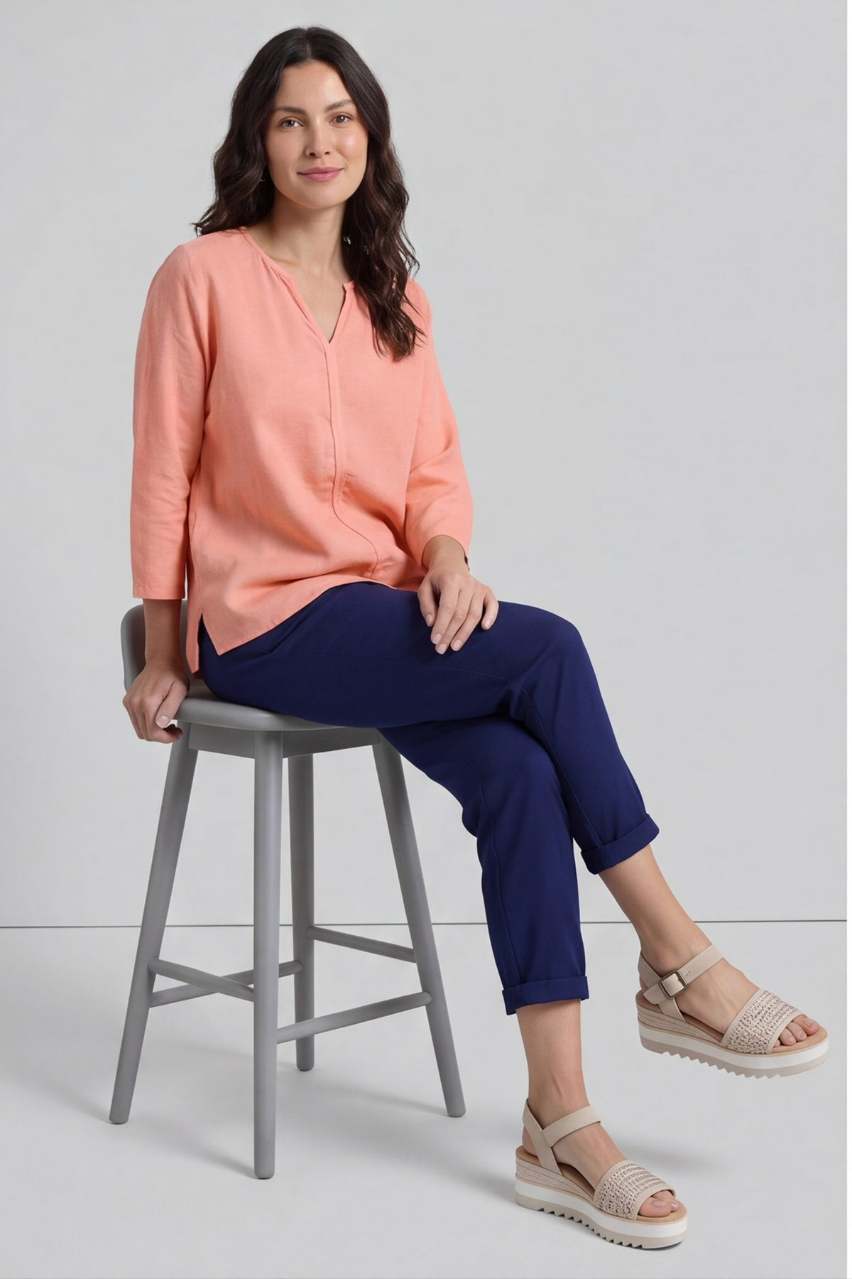Grace Linen Top Orange