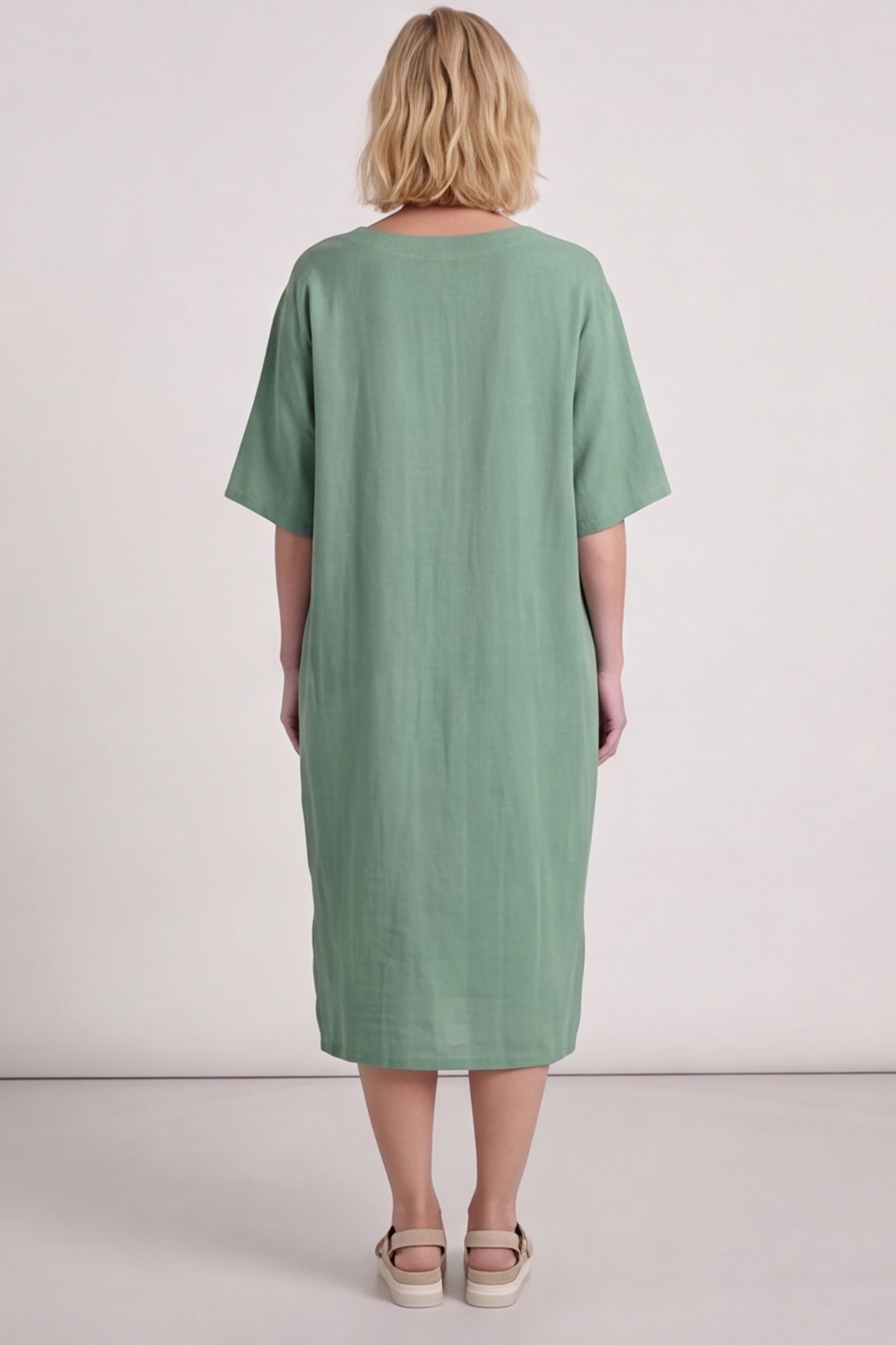 Pauline Linen 2 Piece Cardigan and Dress Set Green