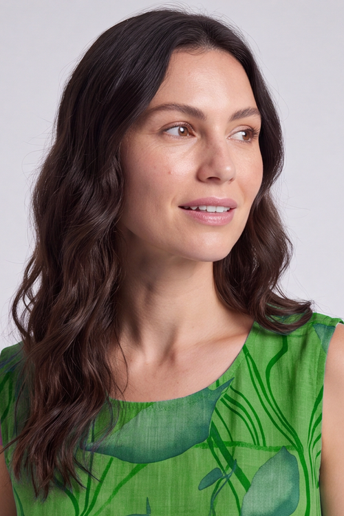 Carrie Sleeveless Print Cotton Dress Green - Image 3