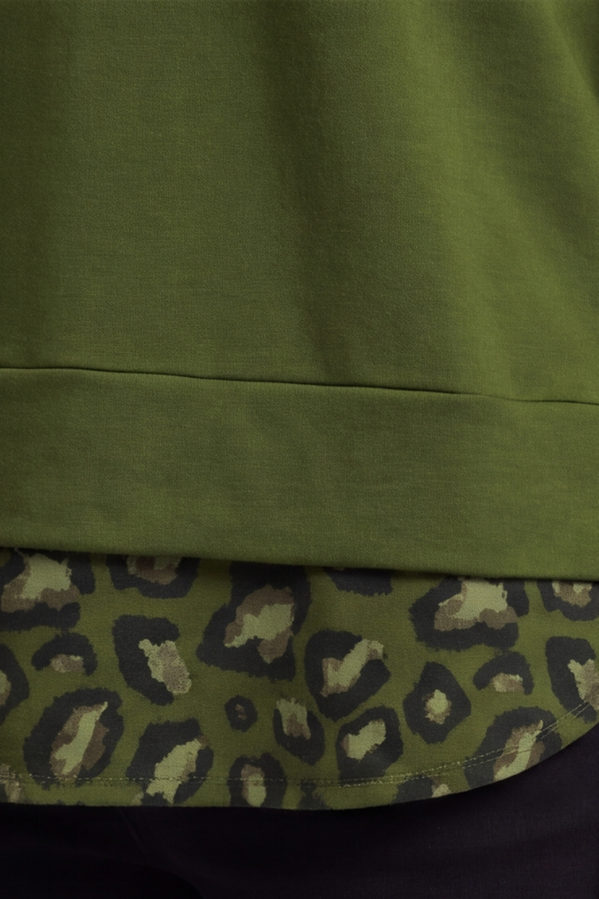 Nicky Leopard Print Cotton Top Olive