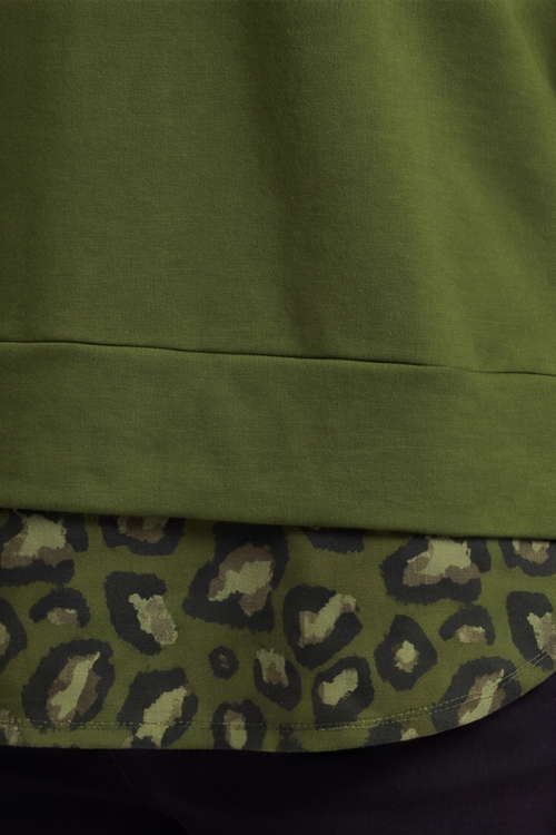 Nicky Leopard Print Cotton Top Olive - Image 5