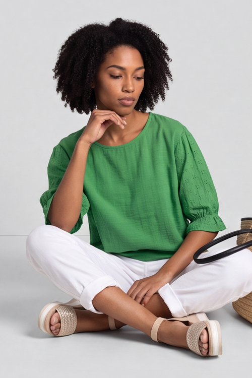 Ariana Cotton Tunic Top Apple Green - Image 3