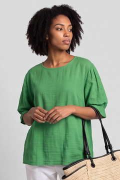 Ariana Cotton Tunic Top Apple Green