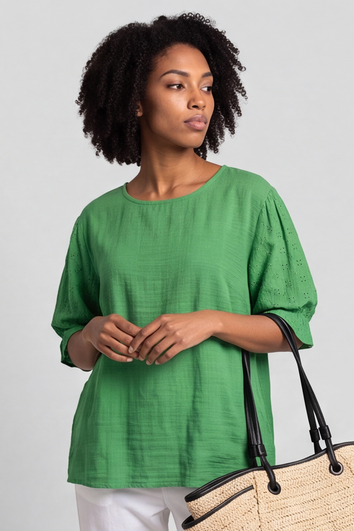 Ariana Cotton Tunic Top Apple Green