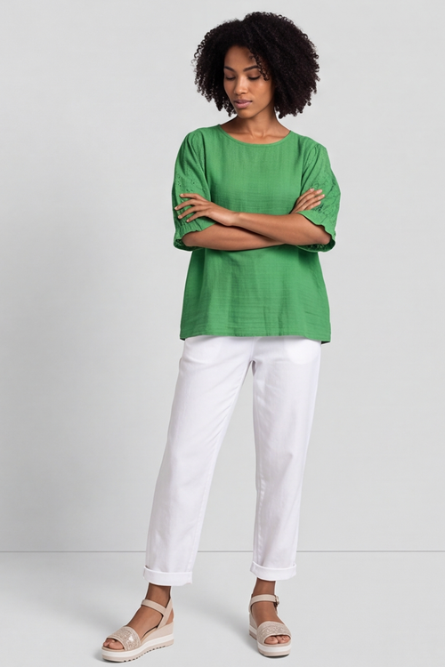 Ariana Cotton Tunic Top Apple Green - Image 6