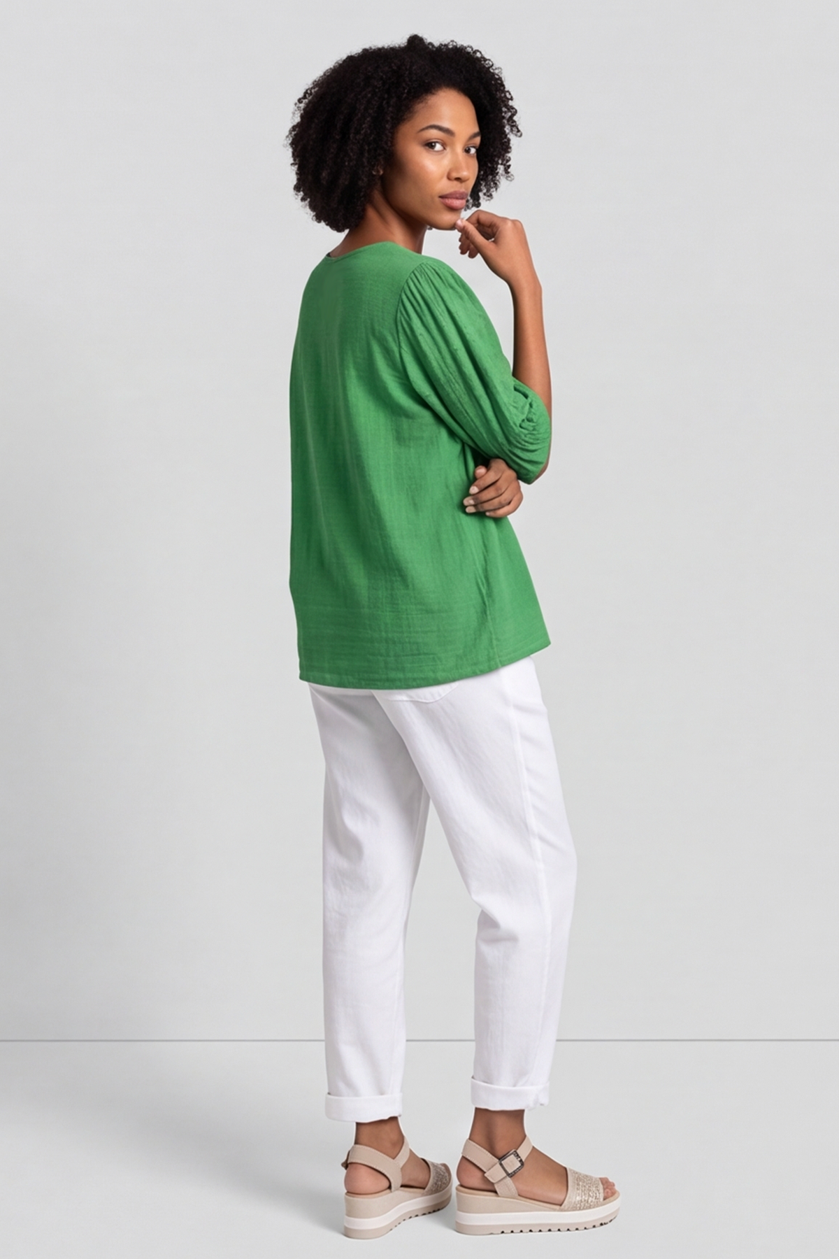 Ariana Cotton Tunic Top Apple Green