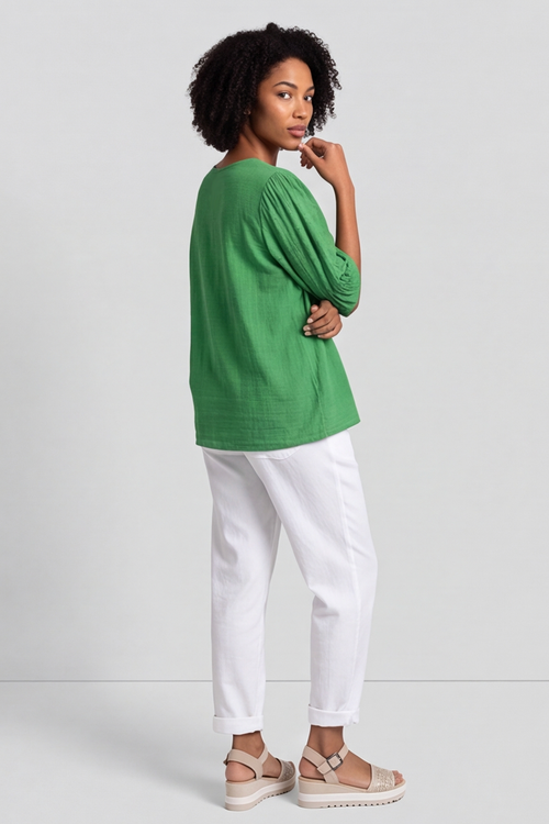 Ariana Cotton Tunic Top Apple Green - Image 2