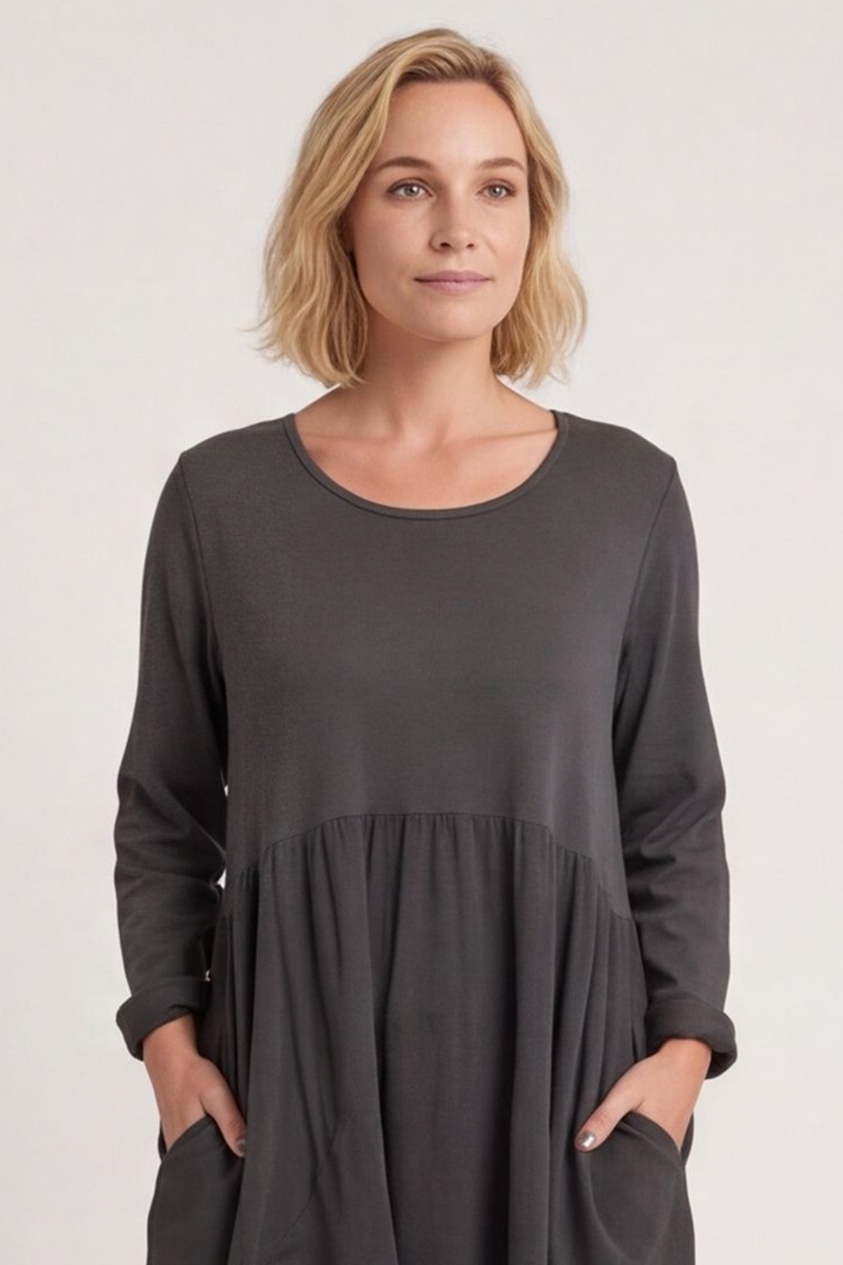 Regana Cotton Dress Charcoal