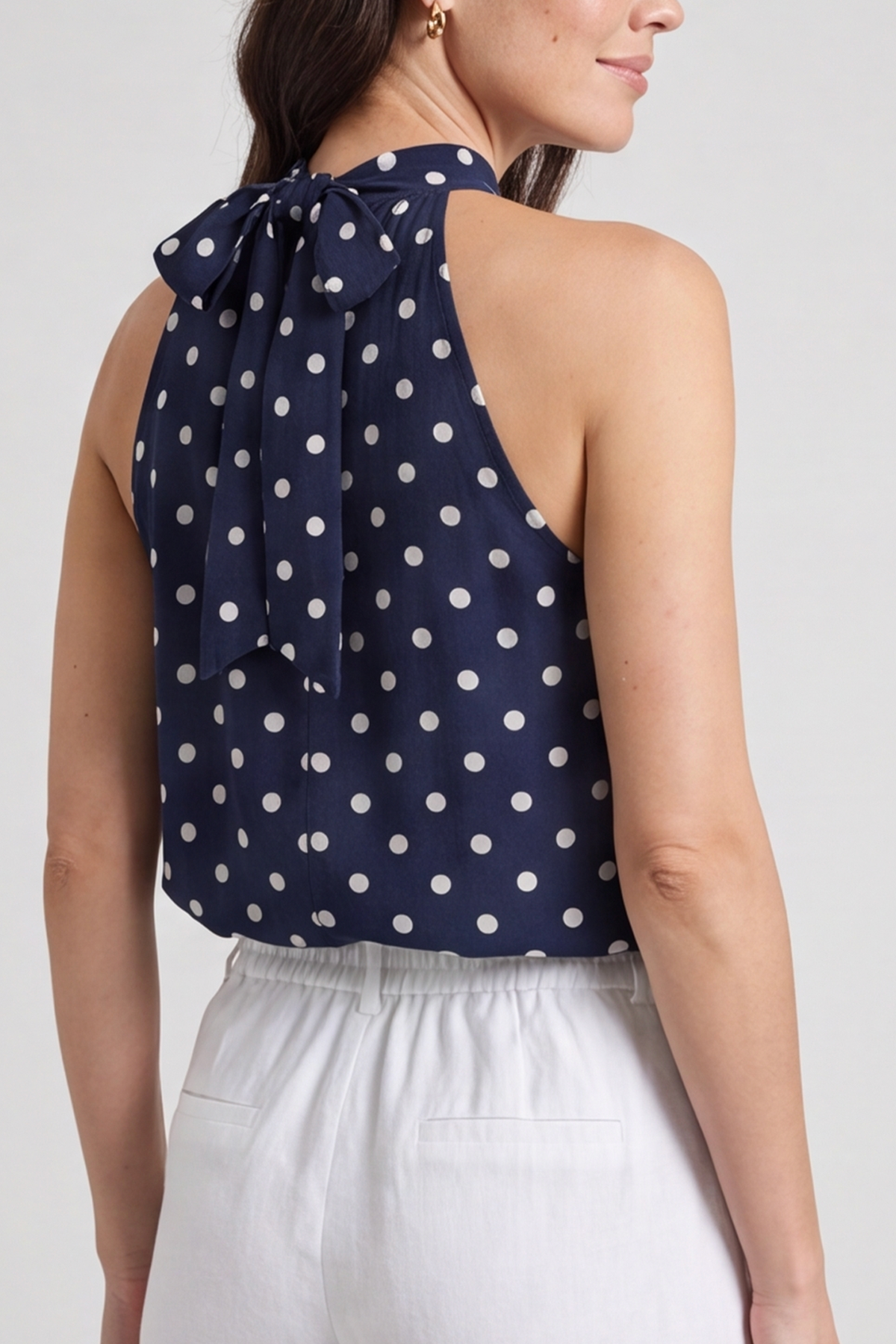 Blake Navy Polka Dot Top