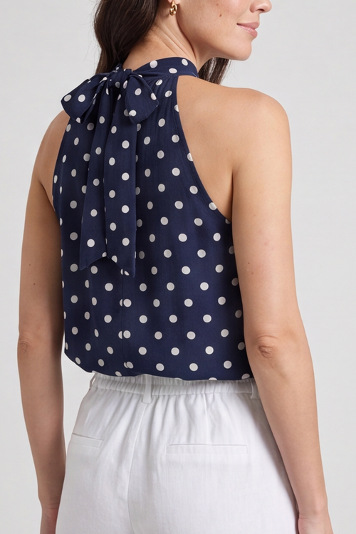 Blake Navy Polka Dot Top - Image 4