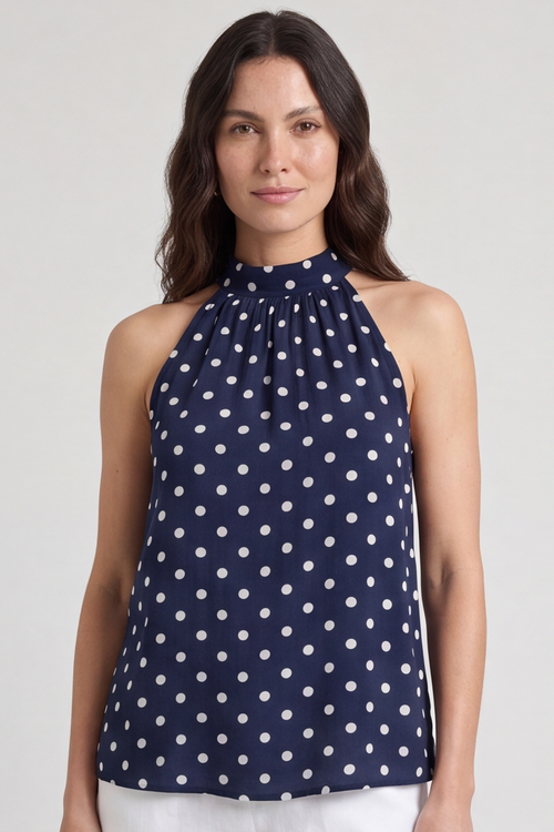 Blake Navy Polka Dot Top - Image 2