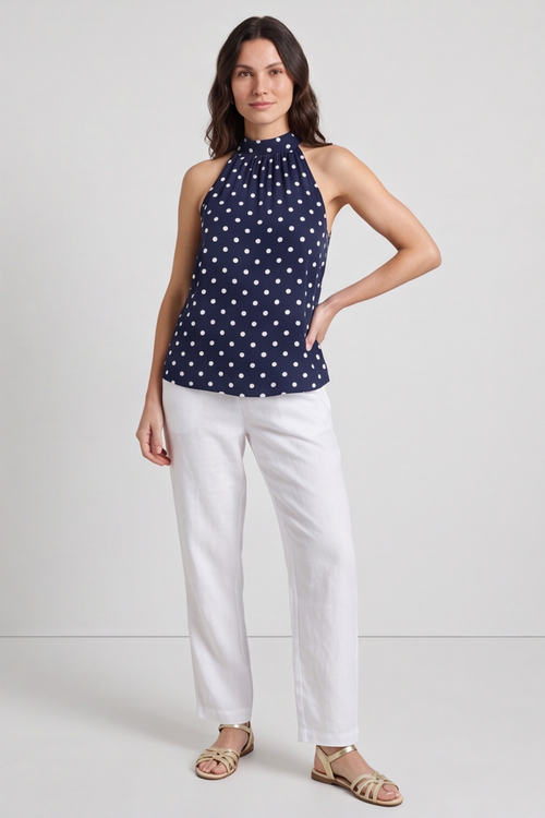 Blake Navy Polka Dot Top - Image 3
