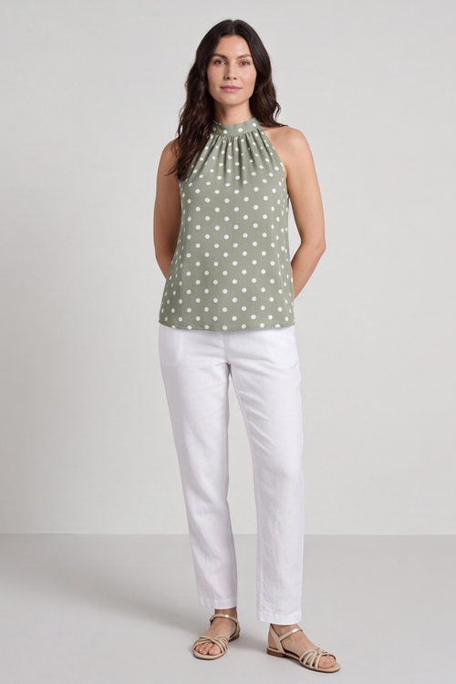 Blake Khaki Polka Dot Top - Image 3