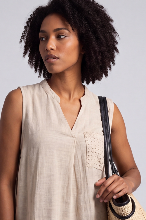 Alora Cotton Relaxed Top Stone - Image 3