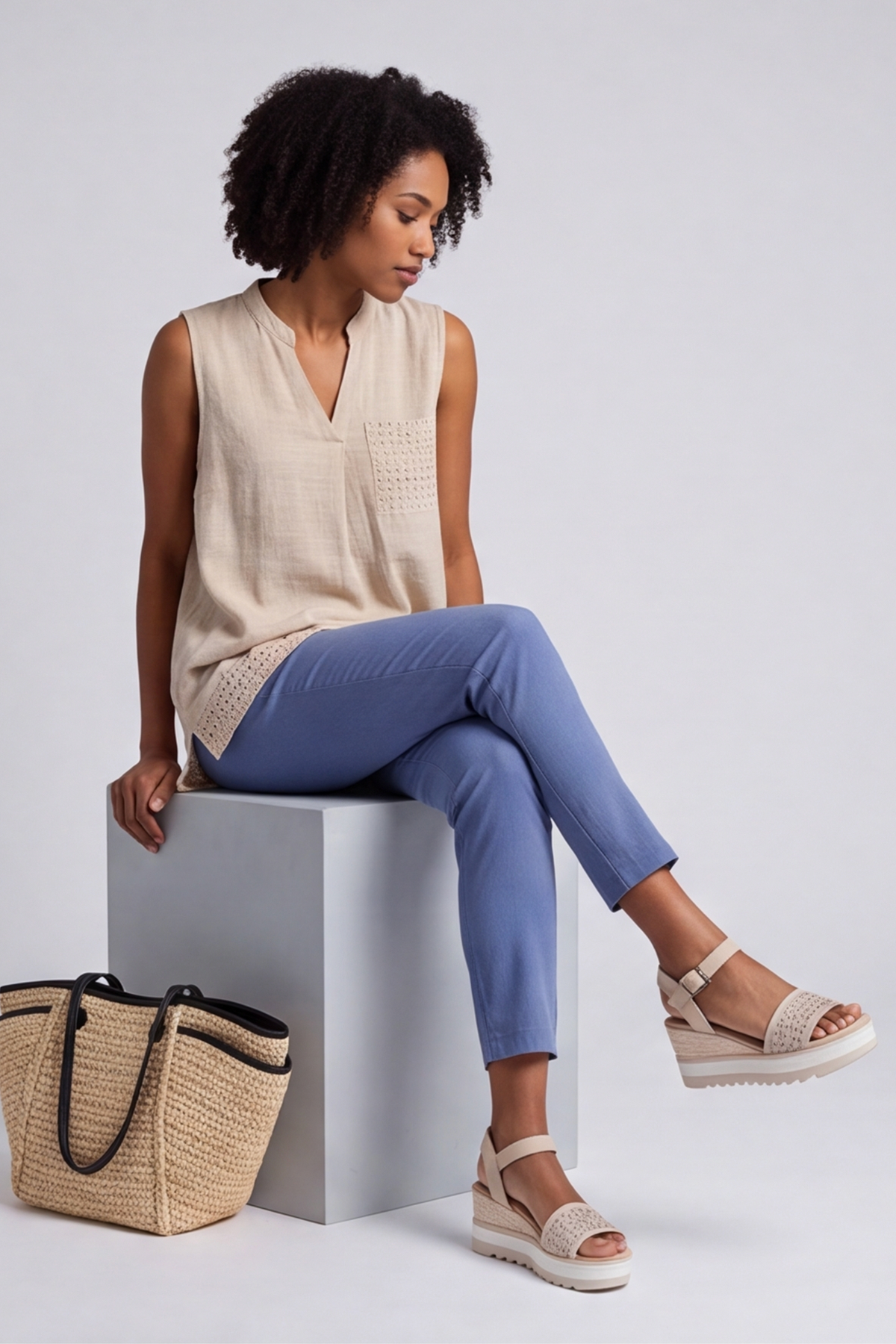 Alora Cotton Relaxed Top Stone