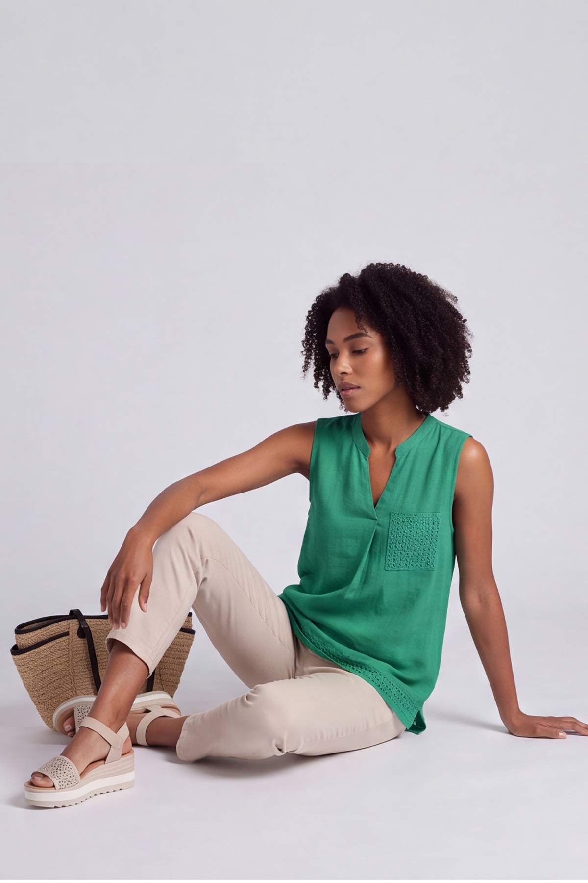 Alora Cotton Relaxed Top Green