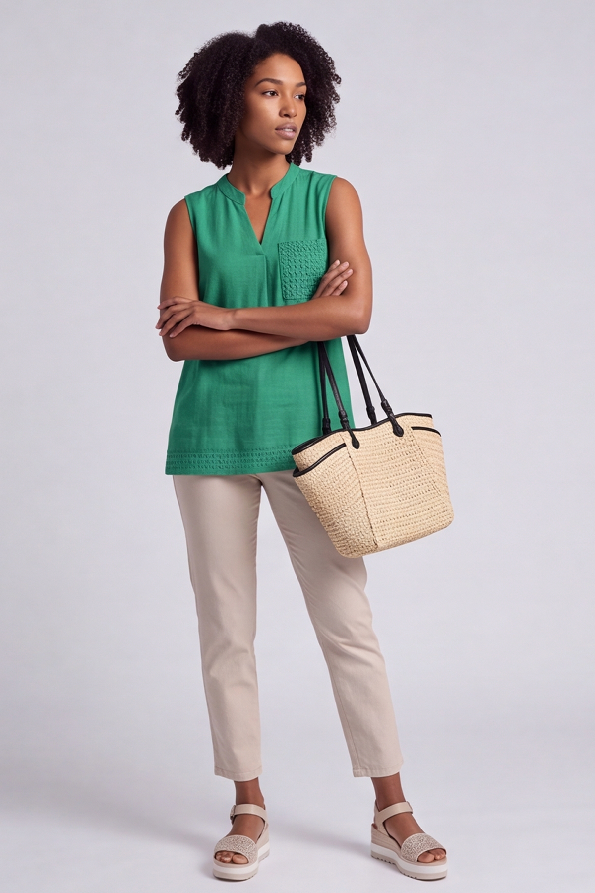 Alora Cotton Relaxed Top Green