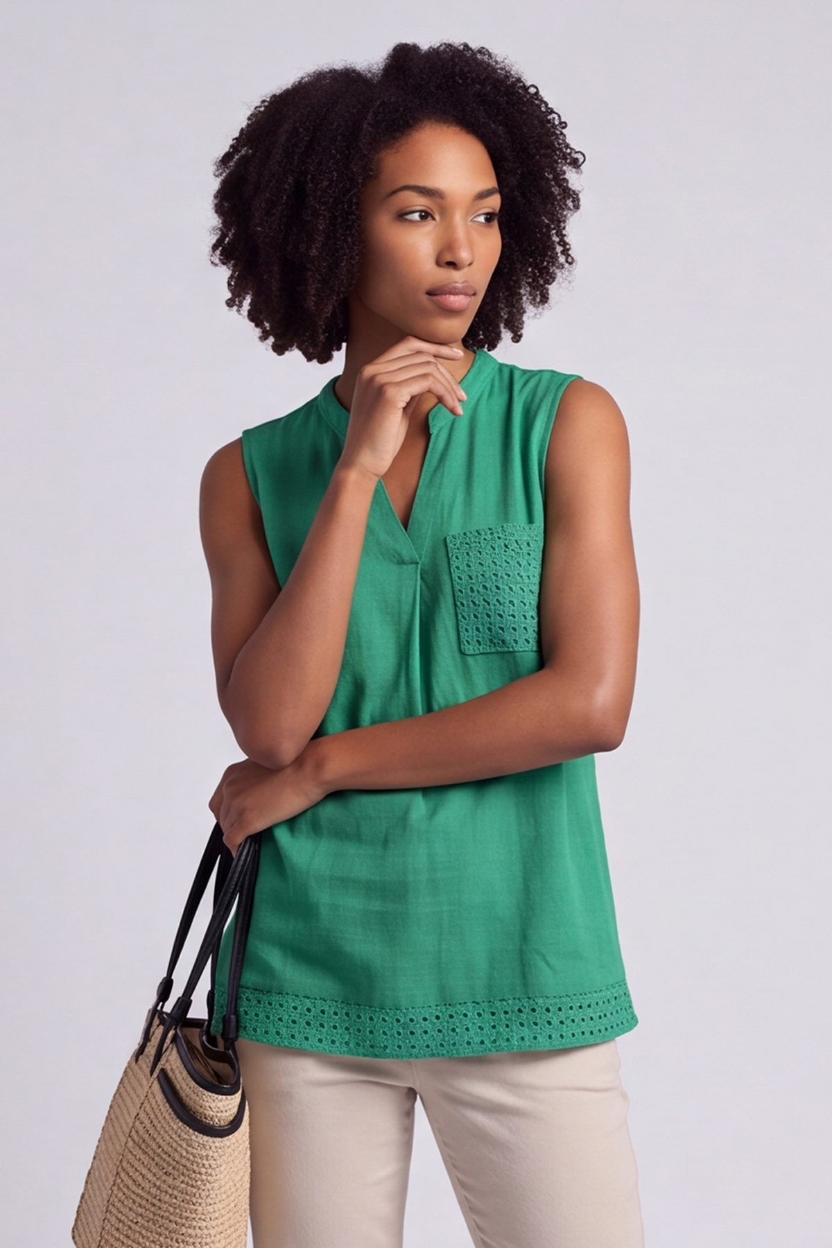 Alora Cotton Relaxed Top Green