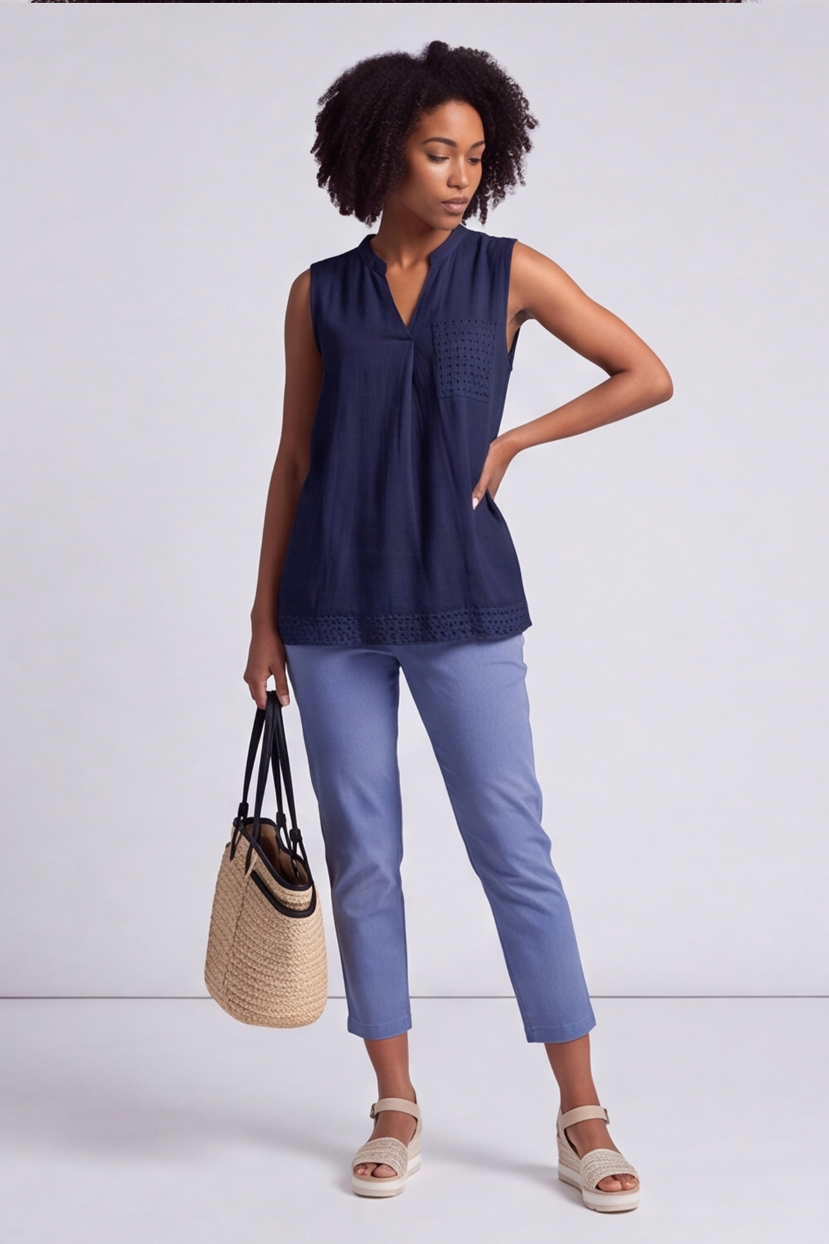 Alora Cotton Relaxed Top Navy